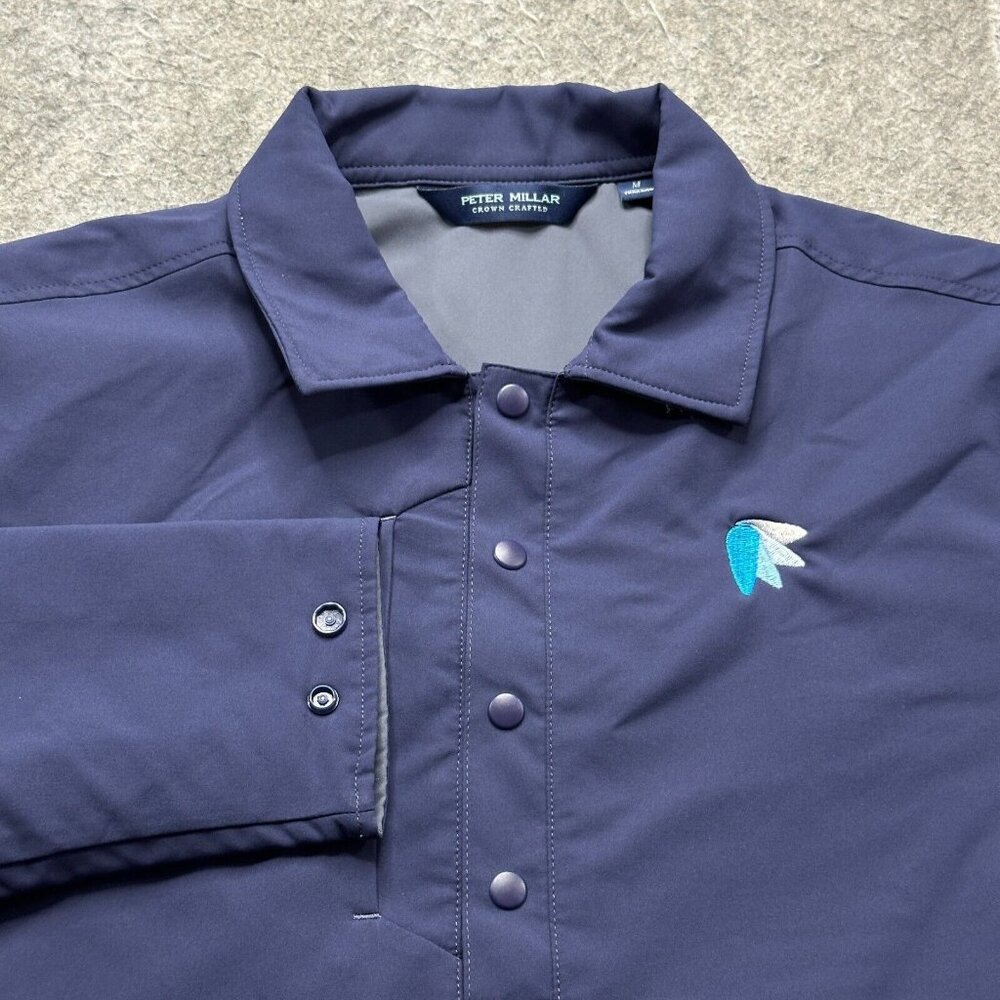 Peter Millar Approach Pullover Shirt Jacket Men M Dark Blue Snap Lined Insulated